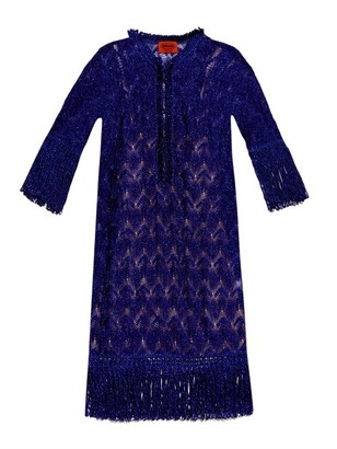 Missoni Fringed sheer crochet-knit dress