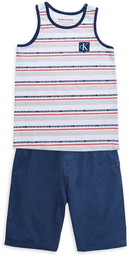 Calvin Klein Little Boy's 2-Piece Striped Tank Top Shorts Set - ShopStyle