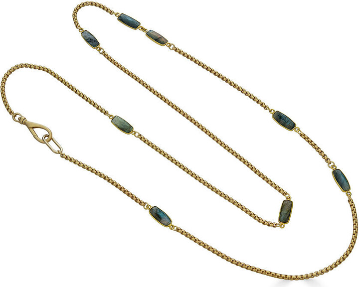 Loni Paul Jewelry Gold / Green Labradorite Baguette Long Necklace