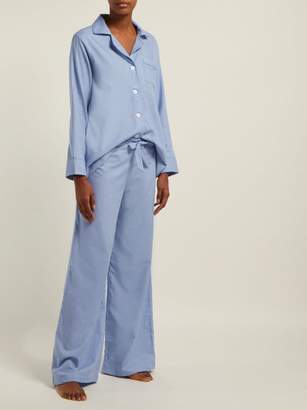 Emma Willis Fluted-sleeve Cotton-blend Pyjamas - Womens - Blue
