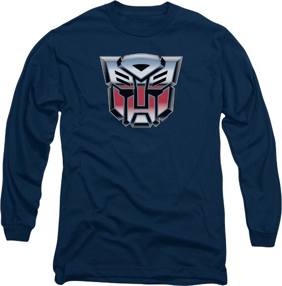 Transformers Men'sTransformersAutobotAirbrushLogoLongSleeveT-ShirtNavyLarge