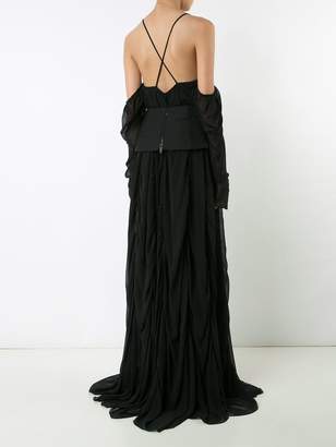 Vera Wang off the shoulder draped gown