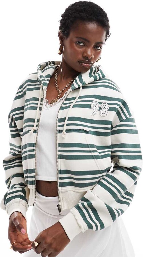 デイジーストリート Daisy Street 【 Embroidered Sweatshirt Women 】 レディース Daisy Street pink stripe LA embroidered sweatshirt | ASOS