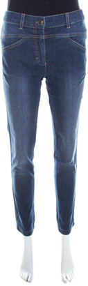 Escada Indigo Faded Effect Denim Cropped Skinny Jeans S