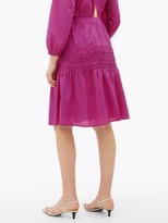 Thumbnail for your product : Merlette New York Castell Smocked Cotton-lawn Skirt - Dark Pink