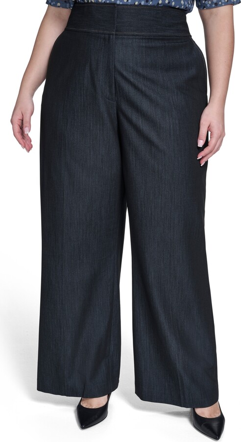 Calvin Klein Size Wide-Leg Mid Rise Pants