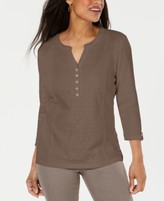 Thumbnail for your product : Karen Scott Lace-Front Henley Top, Created for Macy's