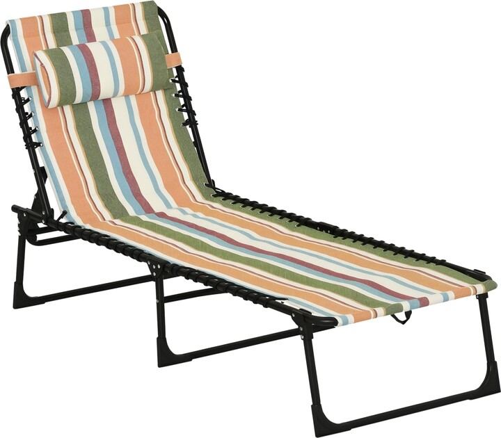 Outsunny Outdoor Folding Chaise Lounge Chair, Portable Lightweight Reclining Garden Sun Lounger with Four-Position Adjustable Backrest for Patio, Deck