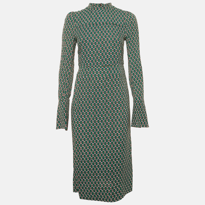 Marni Green Printed Crepe Midi Dress S