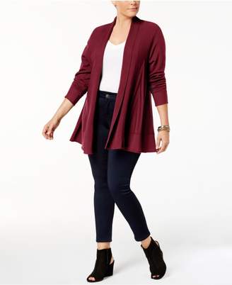 NY Collection Plus Size Open-Front Swing Cardigan