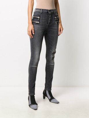 Unravel Project Distressed-Effect Zip-Detail Denim Jeans