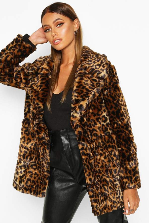leopard print coat boohoo