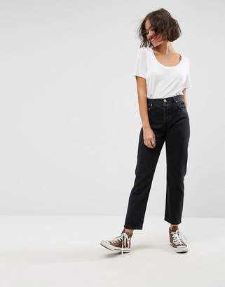 ASOS Design Florence Authentic Straight Leg Jeans In Washed Black