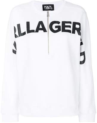 Karl Lagerfeld Paris logo print zip hoodie