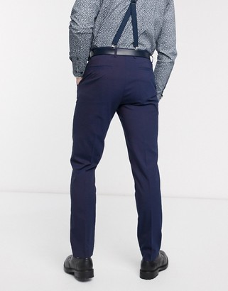 ASOS DESIGN wedding skinny suit pants in blue and purple tonic