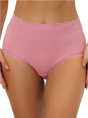 Allegra K Women' High Wait Tummy Control Comfortable Lace Trim Ribbed Brief  Large - ShopStyle Panties