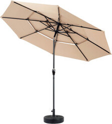Arlmont & Co. 10ft 3 Tier Market Patio Umbrella with Auto-tilt and Aluminum PoleWeather Resistant Outdoor Umbrella without Base