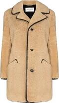 Thumbnail for your product : Saint Laurent Leather-Trim Shearling Coat
