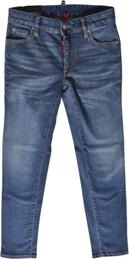 DSQUARED2 Blue Mid-Rise Cropped Twiggy Jeans