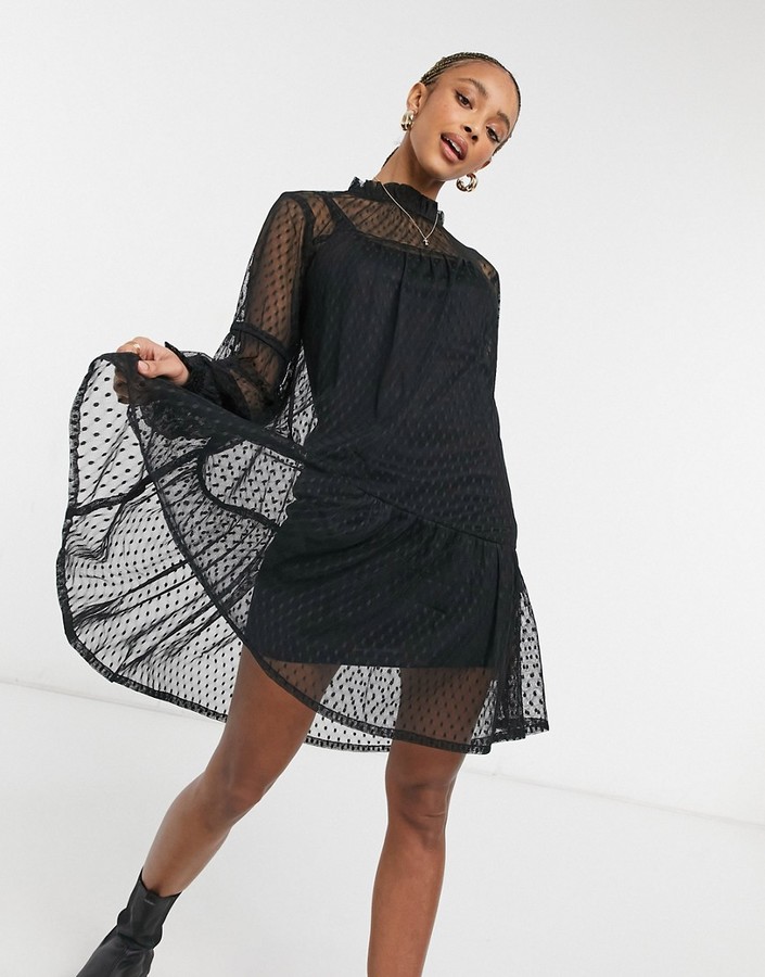Violet Romance mesh mini dress in black - ShopStyle