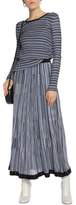 Thumbnail for your product : Sonia Rykiel Satin-Trimmed Striped Knitted Maxi Skirt
