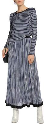 Sonia Rykiel Satin-Trimmed Striped Knitted Maxi Skirt