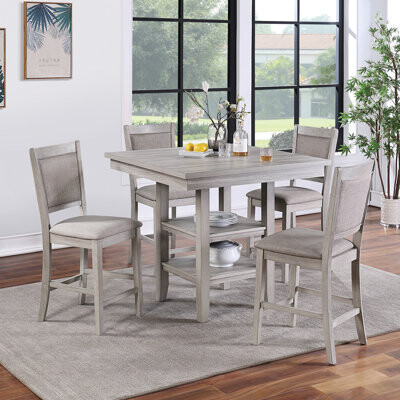 Lark Manor Modern Dining Room Furniture Set With Counter Height Table And Cushioned Chairs