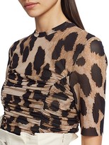 Thumbnail for your product : Ganni Leopard Mesh Top