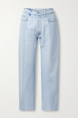 E.L.V. Denim + Net Sustain The Twin Frayed Two-tone High-rise Boyfriend Jeans - Blue