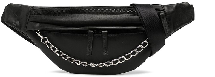 INC Women's Contrast-Stitch Fanny Pack Belt Bag A16-02 Black/Silver S/M 
