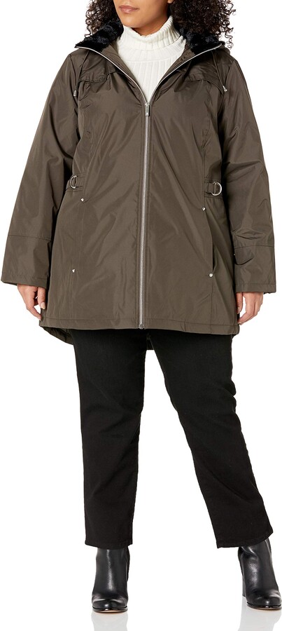 INTL d.e.t.a.i.l.s Womens Plus Size Zip Front Hooded Winter Coat Jacket
