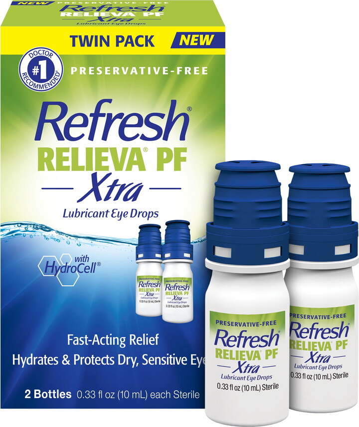 Refresh RELIEVA® PF XTRA Preservative-Free Artificial Tears Lubricant Eye Drops, 2x0.33 fl oz (2x10mL), 2 Count