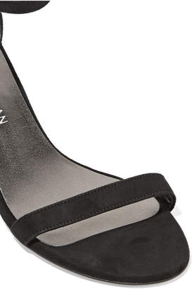 Stuart Weitzman Simple Glittered Suede Sandals - Black