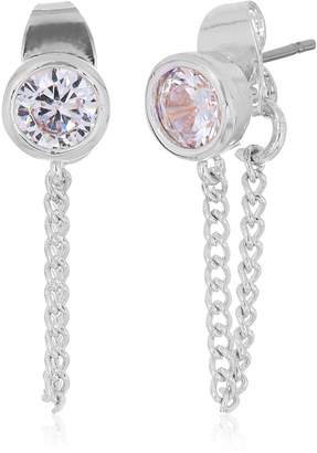 Jessica Simpson Cubic Zirconia Front To Back Rhodium Earrings