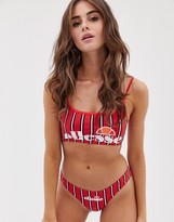 Thumbnail for your product : Ellesse high leg bikini bottom in red stripe