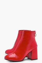 Thumbnail for your product : boohoo Patent Block Heel Ankle Shoe Boots