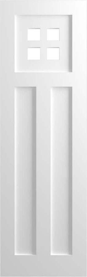 Ekena Millwork 18 in. x 39 in. PVC True Fit San Antonio Mission Style Fixed Mount Flat Panel Shutters Pair in Unfinished
