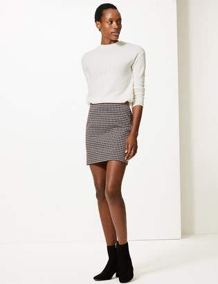 Marks and Spencer Dogtooth Checked Jersey A-Line Skirt