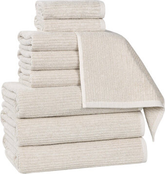 Superior Destin Viscose Cotton Blend Medium Weight Textured Ribbed 9 Piece Towel Set