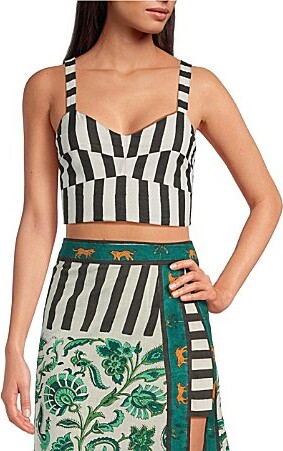 Mo Maya Stripe Sweetheart Neckline Sleeveless Coordinating Bra Top