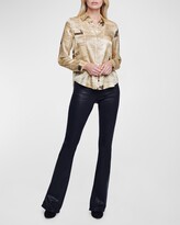 Thumbnail for your product : L'Agence Tyler Newspaper-Print Button-Front Blouse