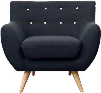 6ixty Armchairs Sigma Armchair, Slate/Yellow Buttons