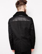Thumbnail for your product : ASOS Trench Coat With Military Styling And Fleece Collar