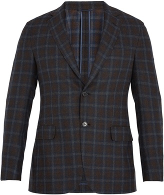 Brioni Single-breasted checked flannel-wool blazer