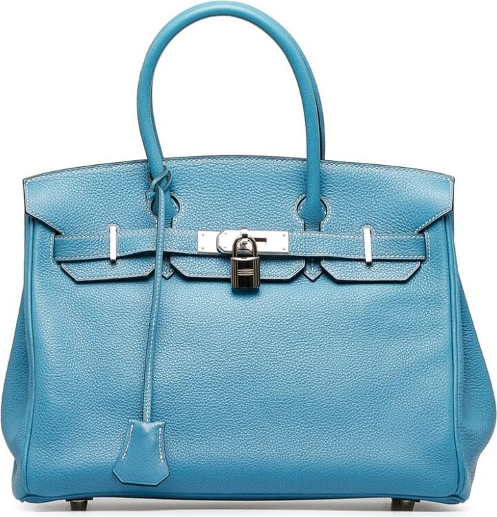 Hermes Birkin Handbag Bleu Atoll Epsom with Palladium Hardware 30 -  ShopStyle Shoulder Bags