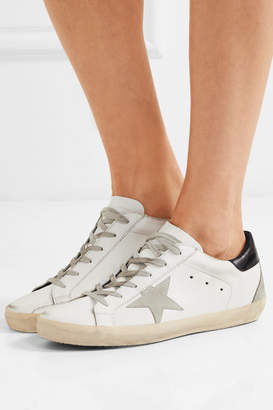 Golden Goose Deluxe Brand 31853 Superstar Distressed Leather And Suede Sneakers - White