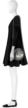Balmain Black Soft Leather Disco Crossbody Bag w/Silver Embroidered Blazon