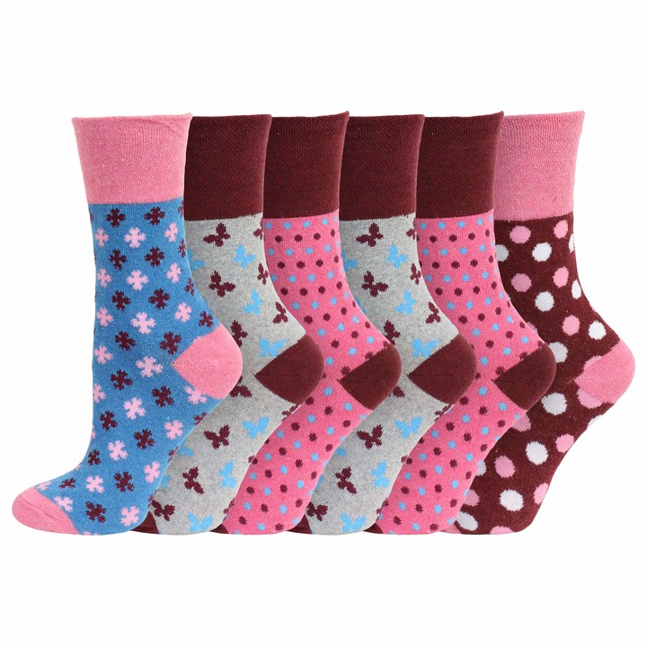 Ladies 12 Pairs Eazy Grip Non Elastic Wide Loose Top Comfort Cotton Socks UK 4-7
