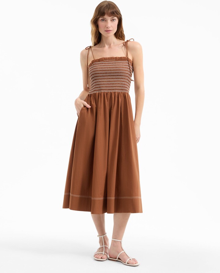 Veronica Beard Kaela Smocked Midi Dress