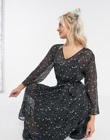 Thumbnail for your product : JDY midi dress with high low hem in star print